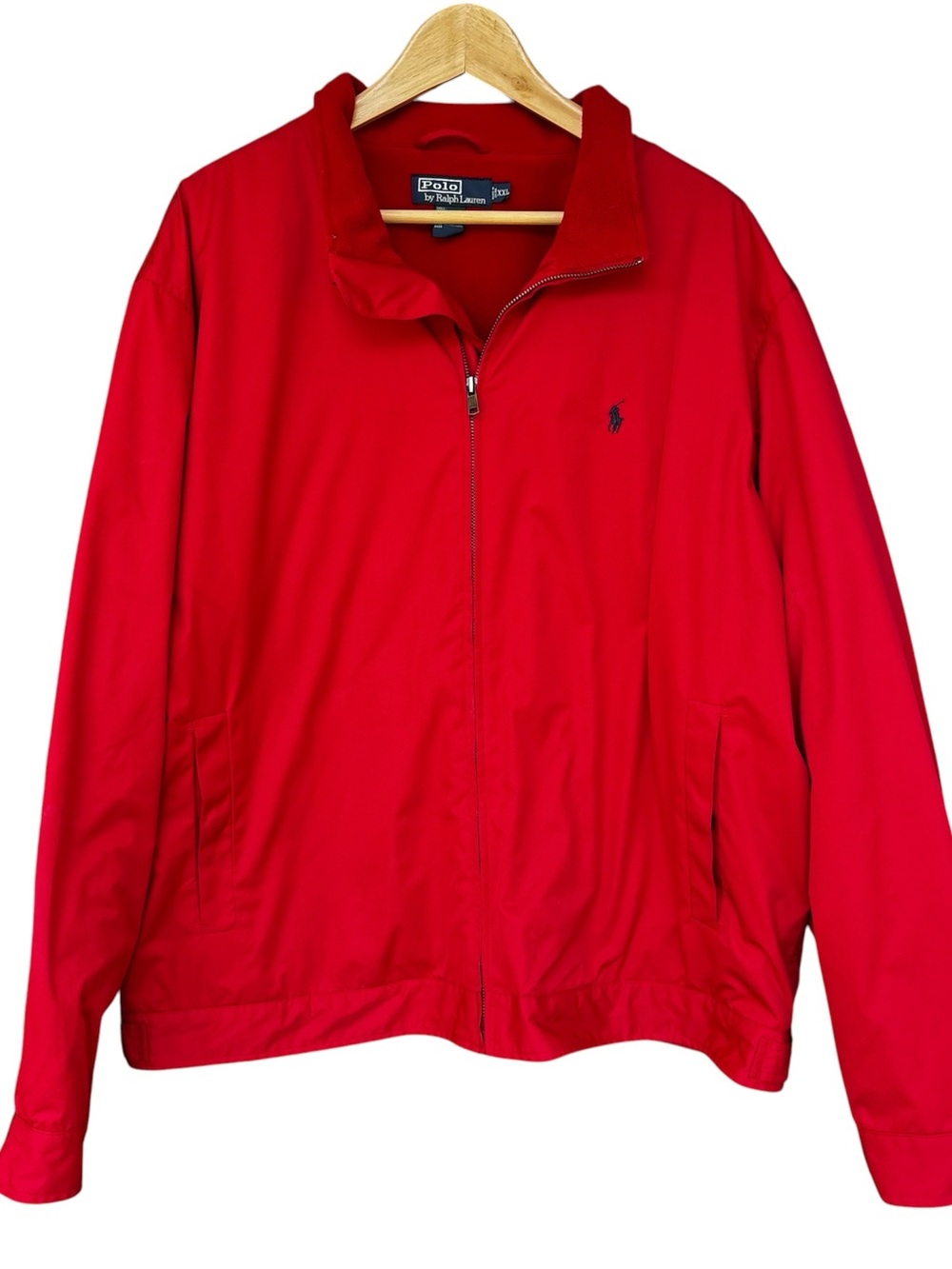 Polo Ralph Lauren Men's Red Vintage Fleece Lined Jacket 2XL Full Zip Bomber XXL